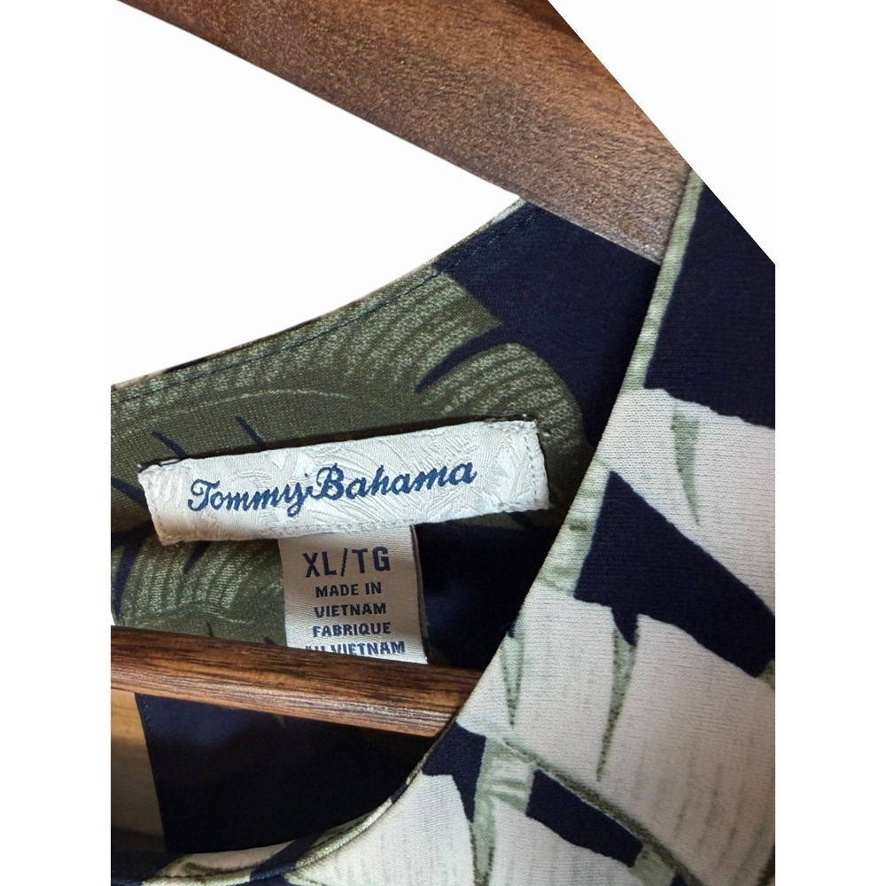 Tommy Bahama XL Tropical Palm Print Faux Wrap Maxi Dress Navy Blue Sleeveless - Picture 8 of 11